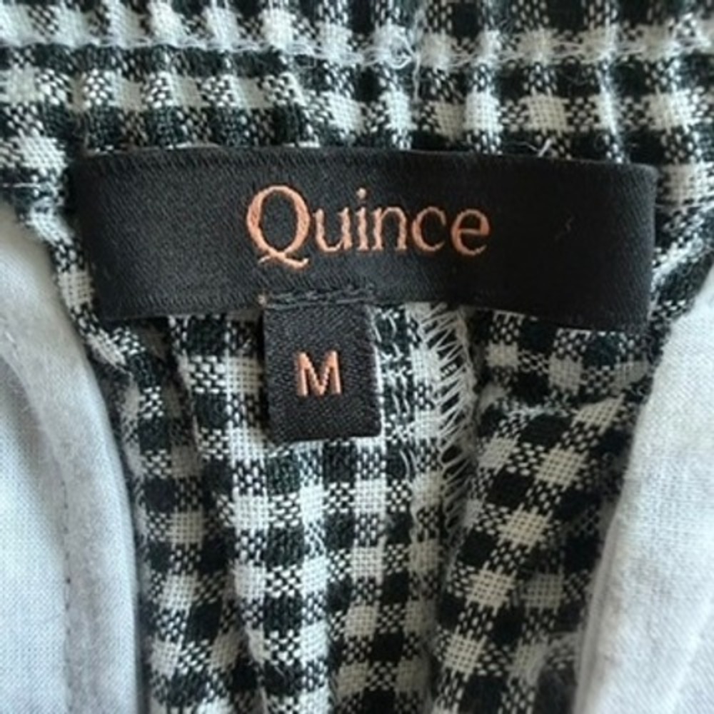Quince 100% european linen shorts Gingham Black White Drawstring Elastic Waist - Picture 6 of 8